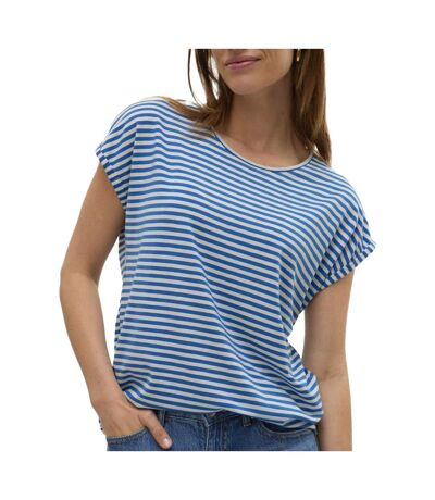 T-shirt bleu/blanc femme vero moda mava - l