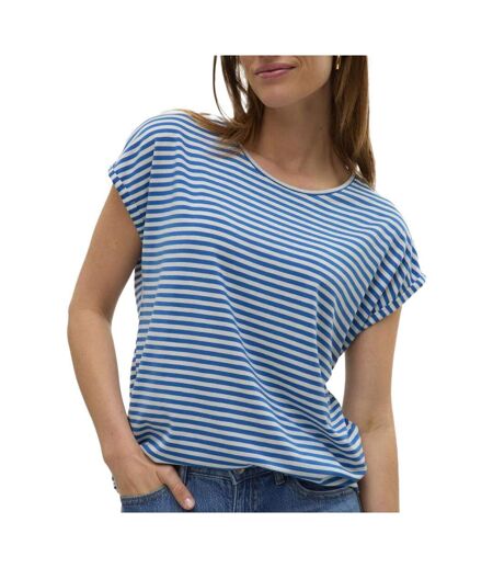 T-shirt bleu/blanc femme vero moda mava - l