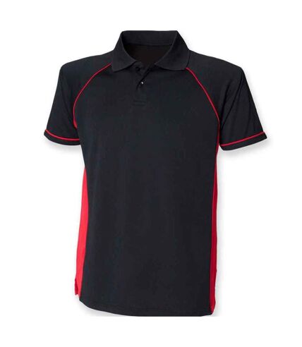Finden & Hales Mens Performance Contrast Panel Polo Shirt (Black/Red) - UTPC6593