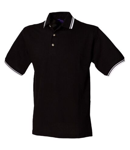 Henbury Mens Classic Tipped Collar & Cuff Polo Shirt (Black White tipping) - UTRW620