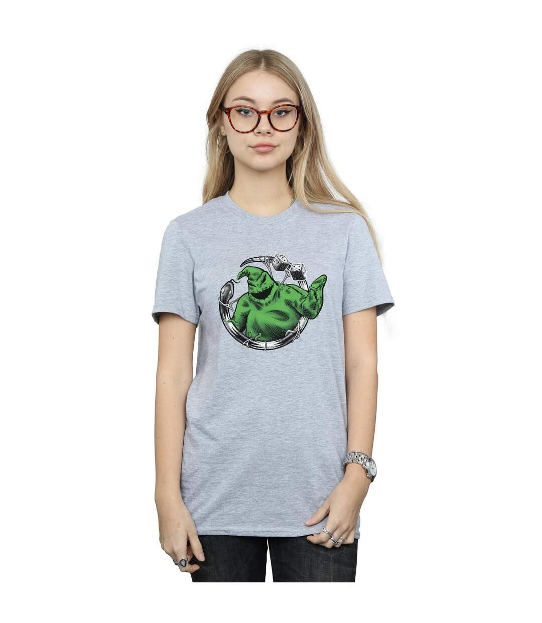 Disney Womens/Ladies Nightmare Before Christmas Roll The Dice Cotton Boyfriend T-Shirt (Gris sportif) - UTBI41587-2