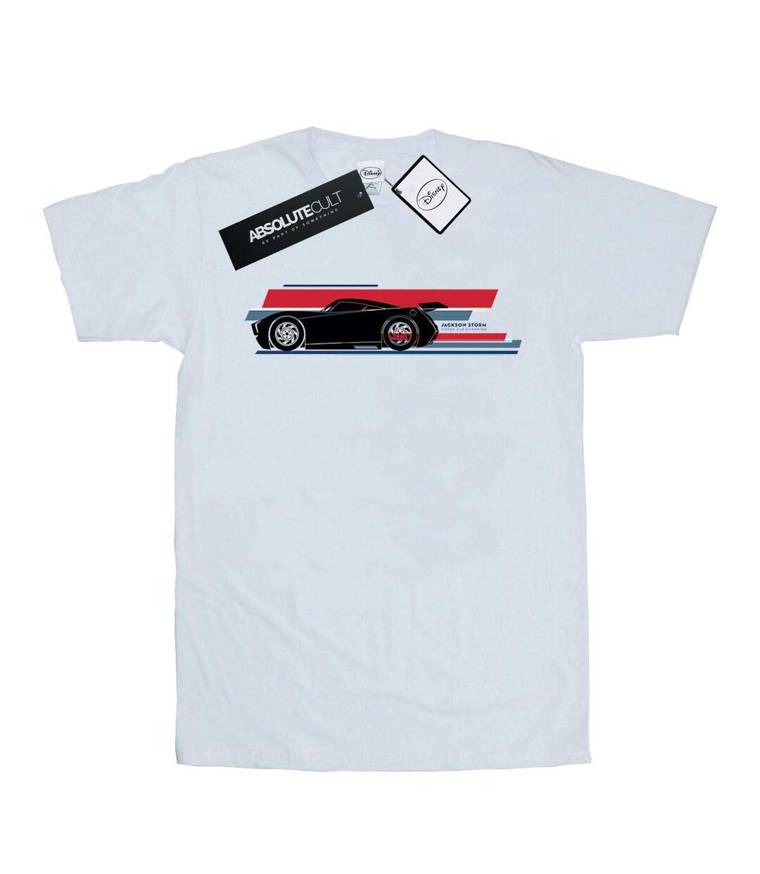 Disney T-shirt boyfriend en coton à rayures tempête Cars Jackson Femme/Ladies (Blanc) - UTBI16011-1