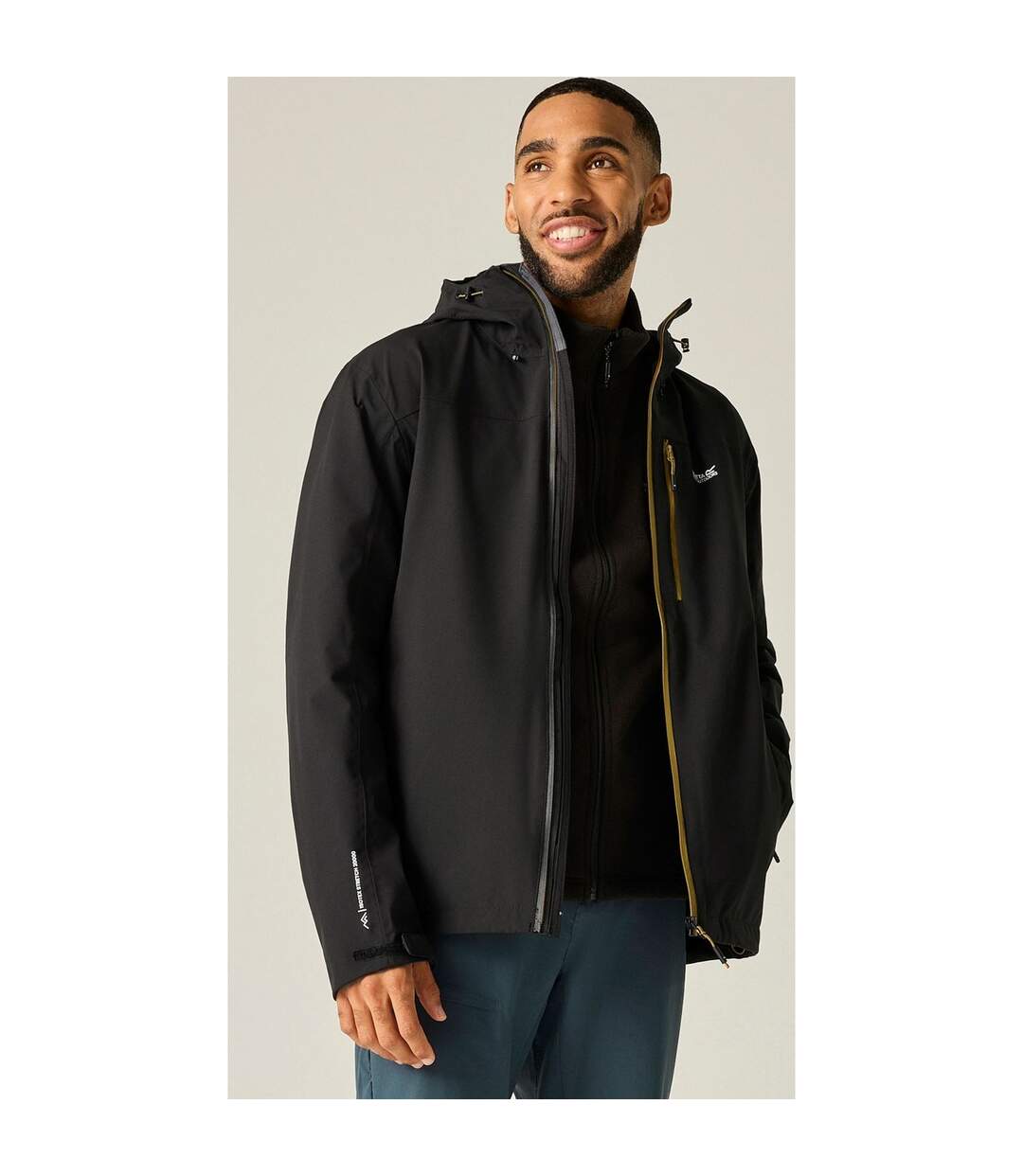 Veste Imperméable À Capuche Birchdale Homme Noir Jaune Sombre Regatta-1