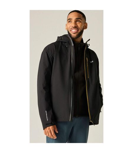 Veste Imperméable À Capuche Birchdale Homme Noir Jaune Sombre Regatta
