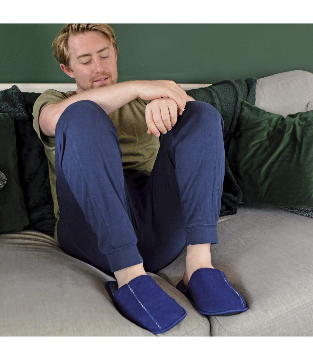 Mens Slip On Style Wide Back Mule Slippers-5