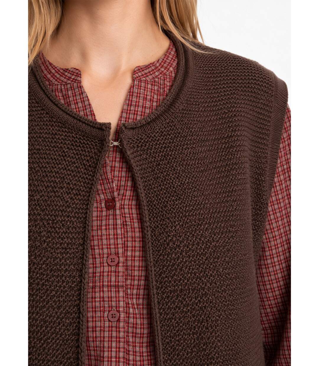 Gilet sans manches maille fantaisie-4