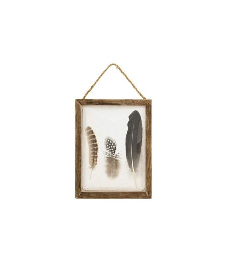 Déco Murale Bombée Plumes Jonas 34cm Marron