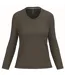 T-shirt manches longues col V - Femme - K382 - vert khaki-1