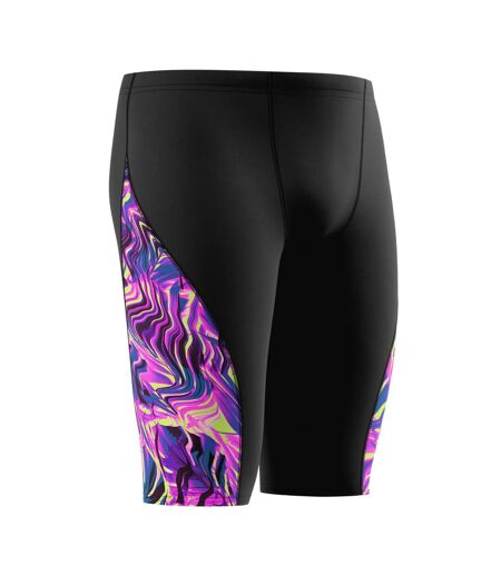Mens Spliced Abstract Endurance+ Jammer Shorts Black Pink Speedo