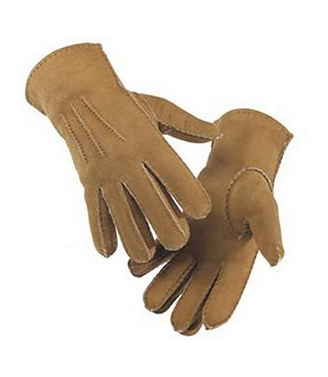 Womens/ladies 3 point stitch detail sheepskin gloves camel Eastern Counties Leather-1