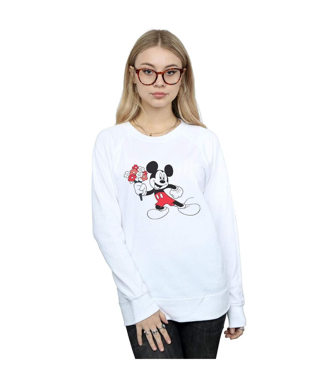 Disney Sweatshirt Femme/Femme Mickey Mouse Flowers (Blanc) - UTBI27925-2