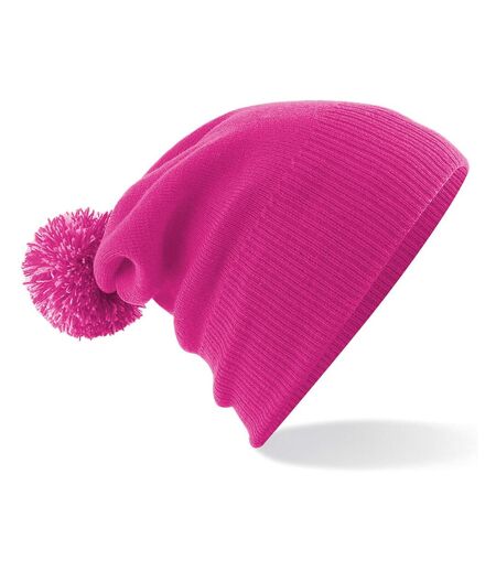Beechfield Junior Snowstar Duo Winter Beanie Hat / Schoolwear (Fuchsia/Off White) - UTRW199