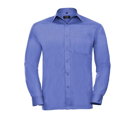 Chemise poplin manches longues repassage facile - Homme - RU934M - bleu clair corporate