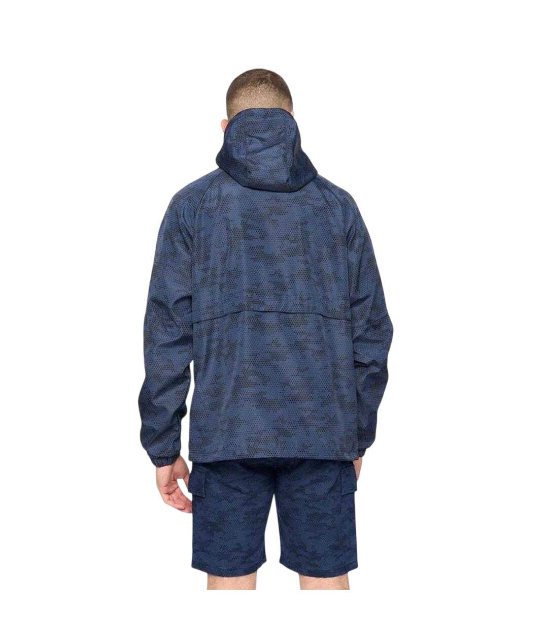 Mens Janscore All-over Print Lightweight Hooded Jacket Blue Crosshatch-3