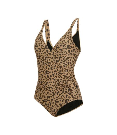 Maillot De Bain 1 Pièce Motif/style Léopard Baylenne Femme Beige Noir Regatta