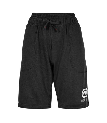 Womens/ladies Logo Elasticated Waist Sweat Shorts Black Ecko
