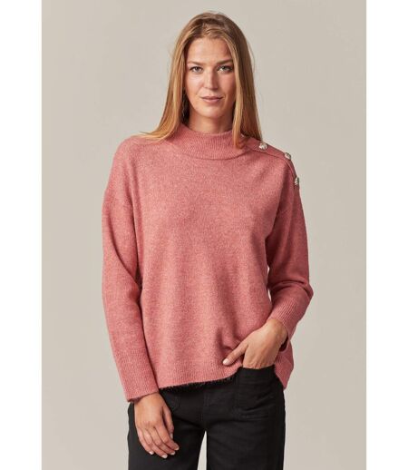 Pull femme col montant et épaule boutonnée FRIDA