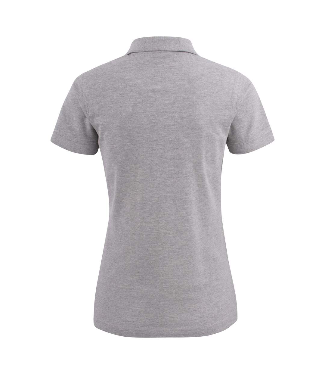 Womens/ladies Stretch Polo Shirt Grey Melange Printer-4