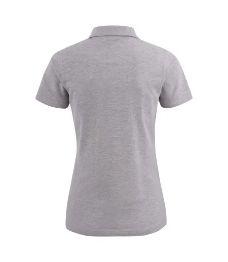 Womens/ladies Stretch Polo Shirt Grey Melange Printer
