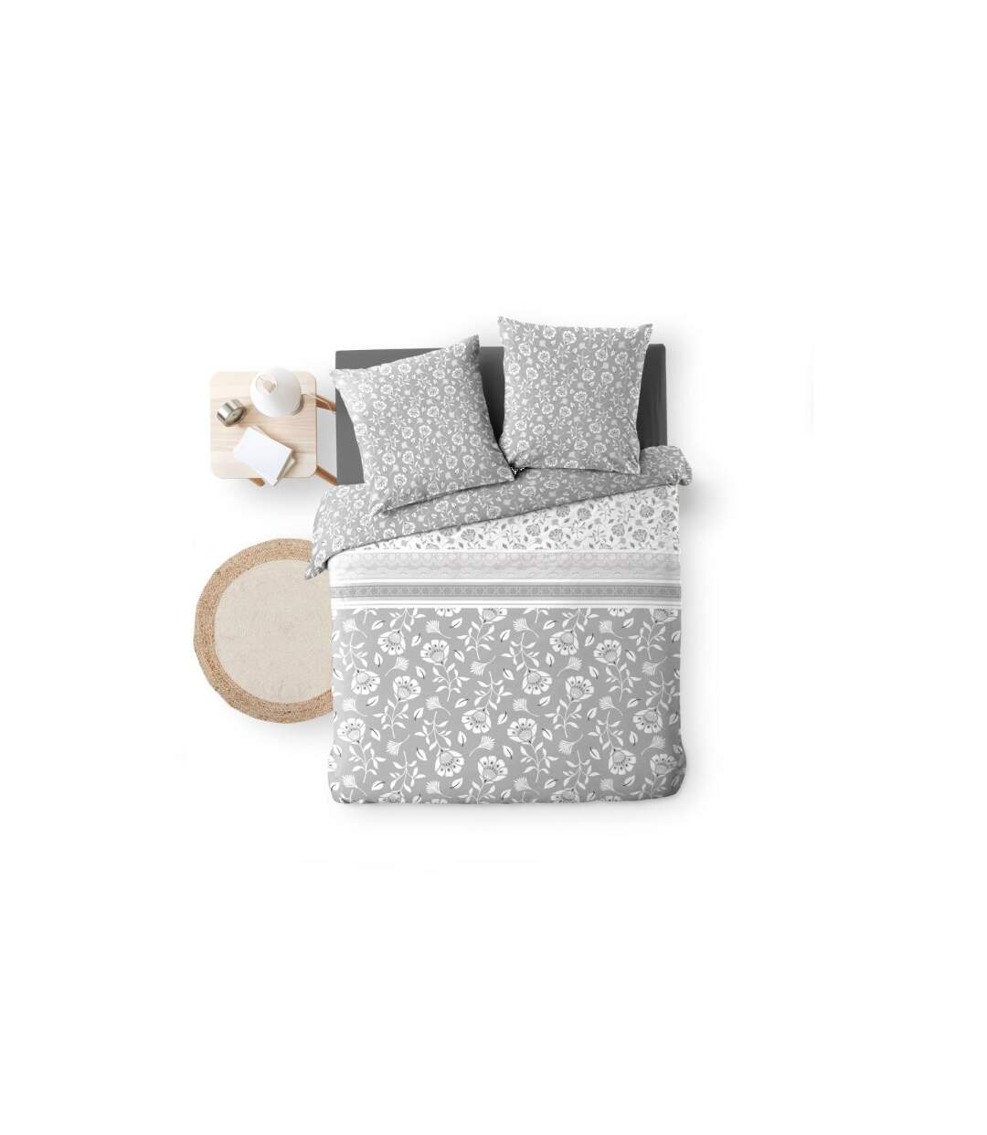 Parure de Lit 3 Pièces Flavie 240x220cm Gris-5