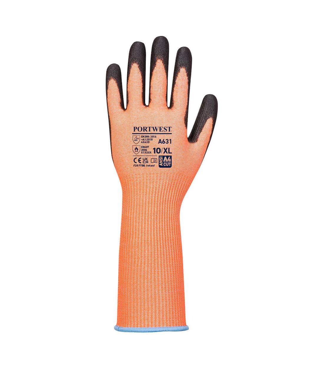 Unisex adult a631 vis tex long cuff cut resistant gloves xl orange/black Portwest-2