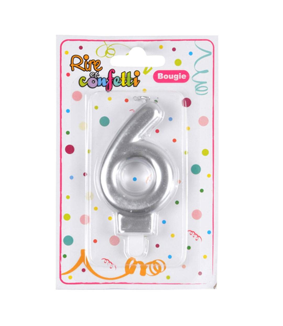 Bougie d'Anniversaire Chiffre 6 7cm Argent-2