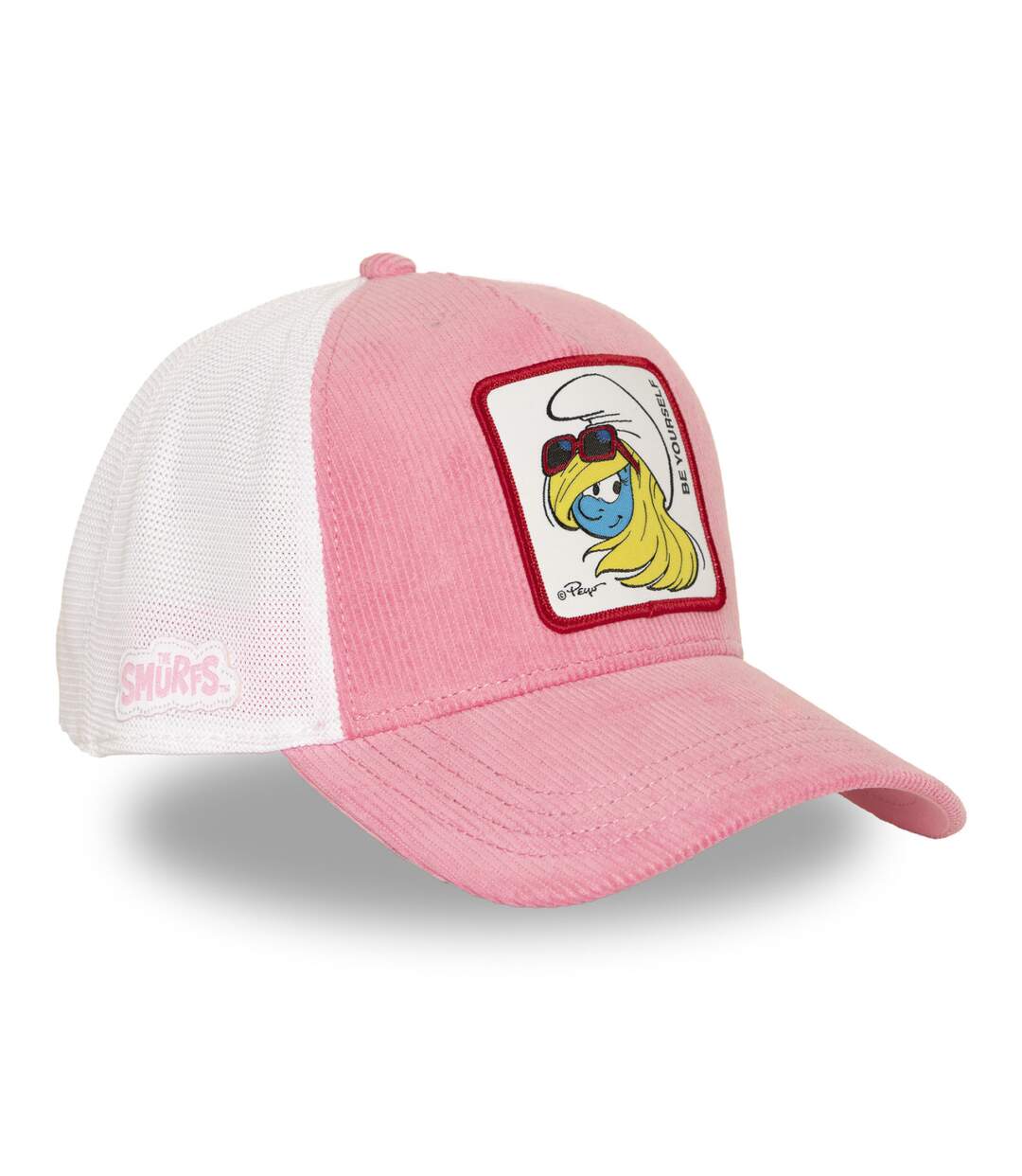 Casquette baseball effet velours avec filet et patch Soft Pink Capslab-4