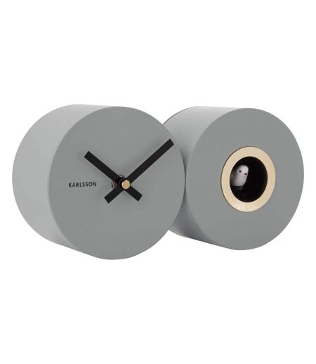 Horloge mural en métal mat Duo Cuckoo Gris