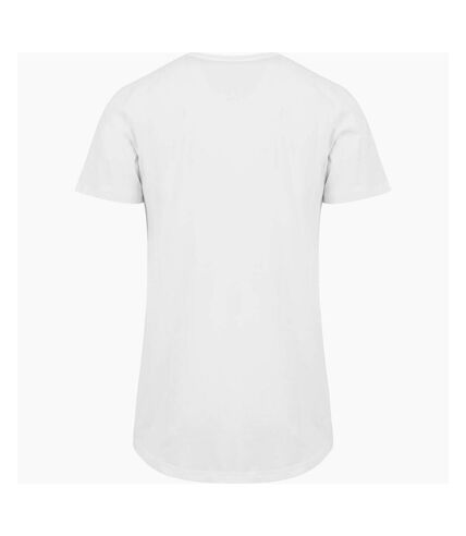 Build Your Brand Mens Shaped Long Short Sleeve T-Shirt (White)