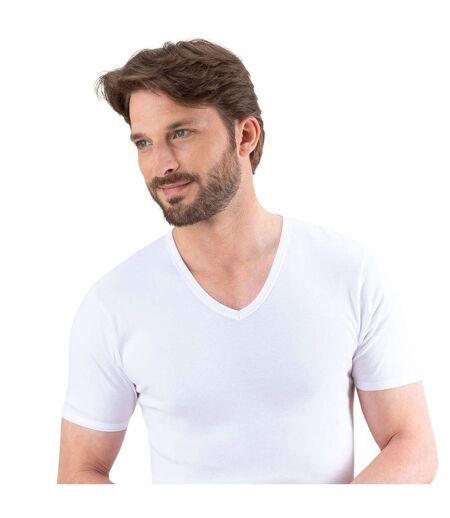 Tee-shirt col V manches courtes homme Pur coton Premium Fait en France Eminence.