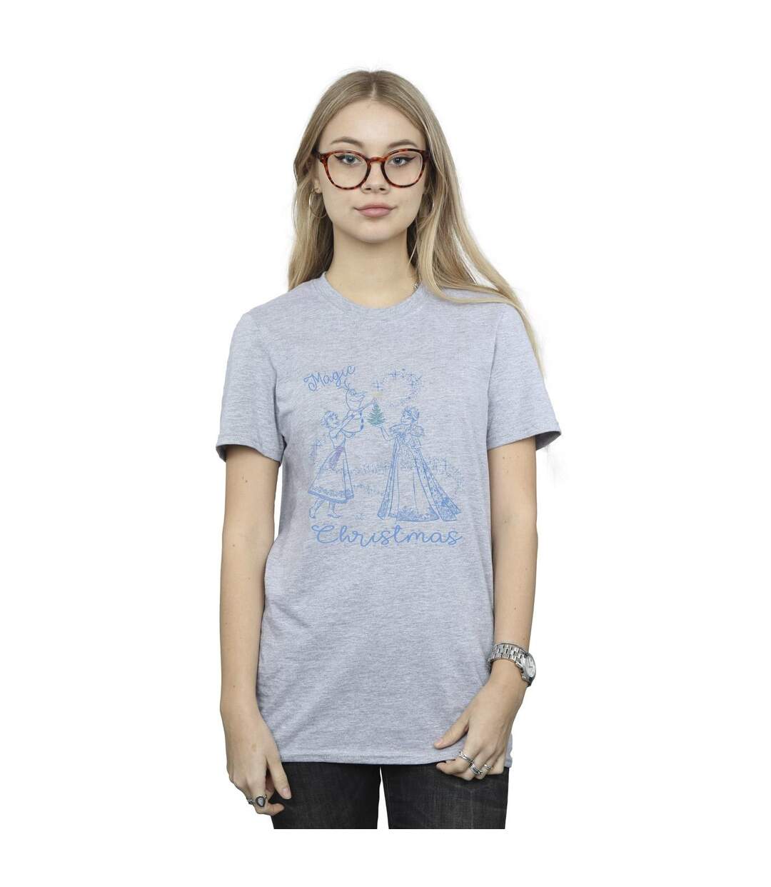 Disney - T-shirt FROZEN MAGIC CHRISTMAS - Femme (Gris chiné) - UTBI24946-1