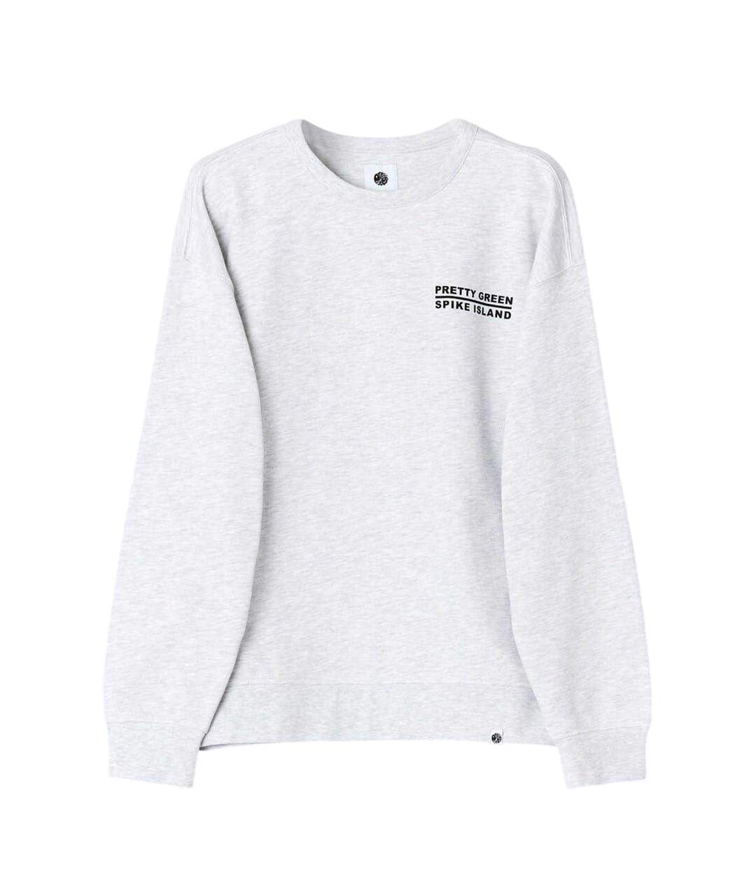 Mens Spike Island Lettering Sweatshirt Light Grey Pretty Green-2