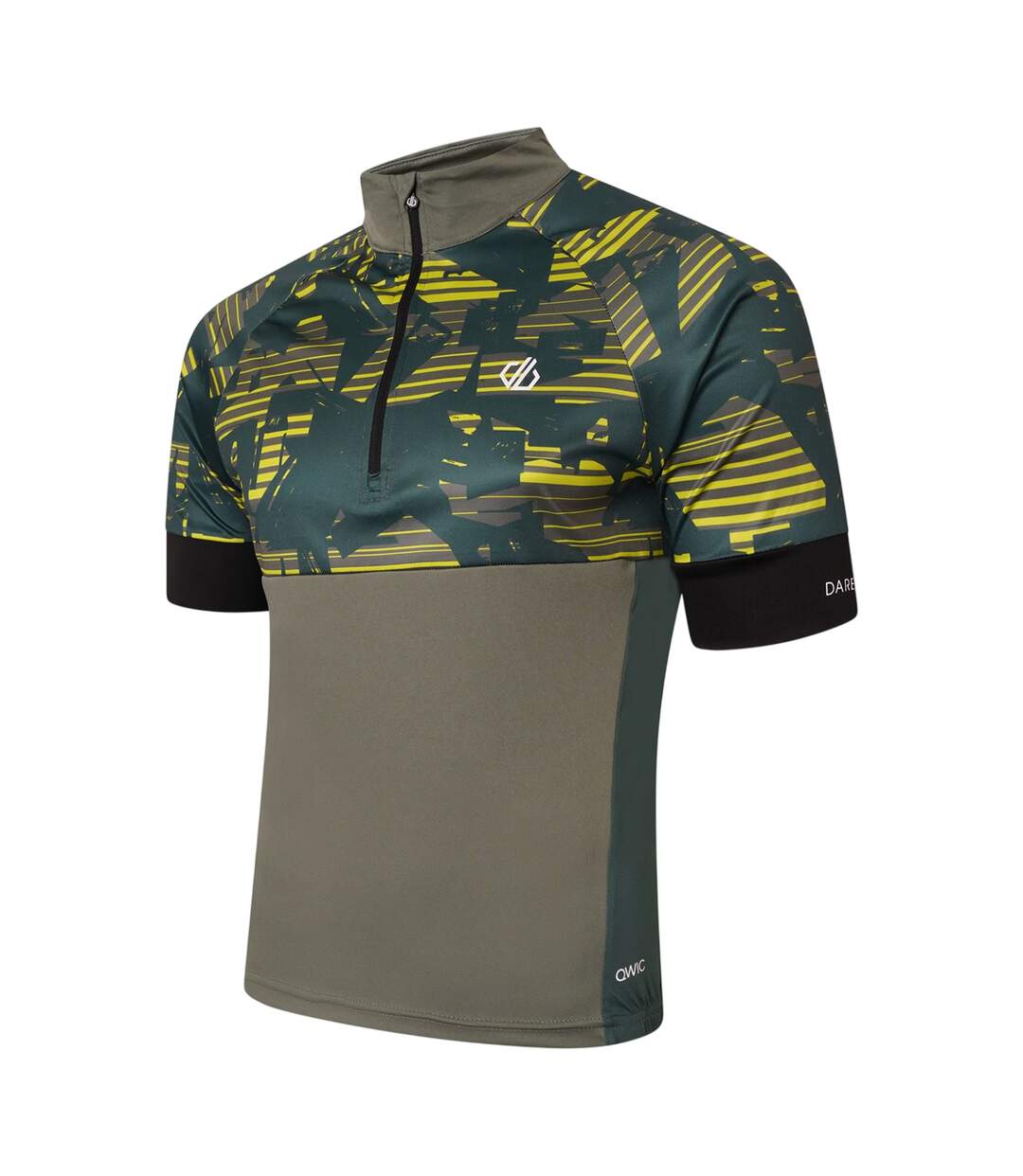 Maillot De Cyclisme Manches Courtes Raglan Motif/style Blocs De Couleurs Homme Gris Kaki Imprimé Dare 2B-3