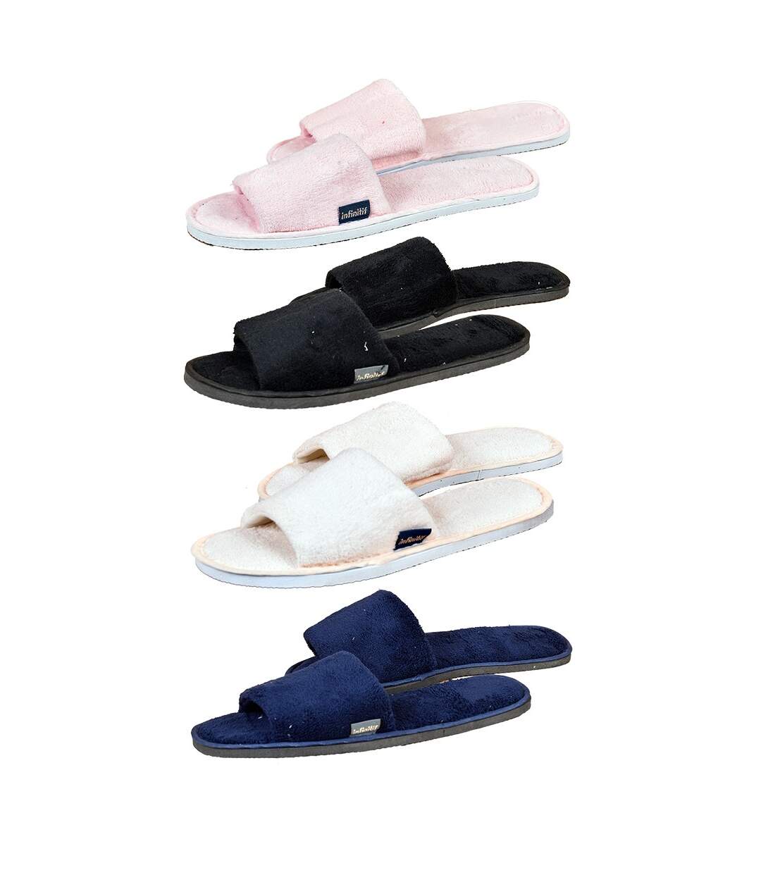 Pantoufles femme INFINITIF Chaussons ballerines Mules Velours Pack de 4 Paires-1