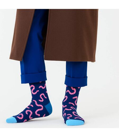 1 Pack Mens & Ladies Cotton Navy Worm Design Socks