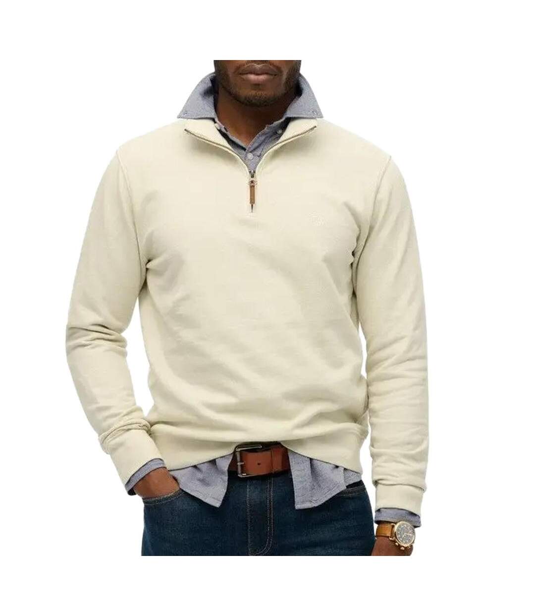 Sweat blanc homme superdry classic essential-1