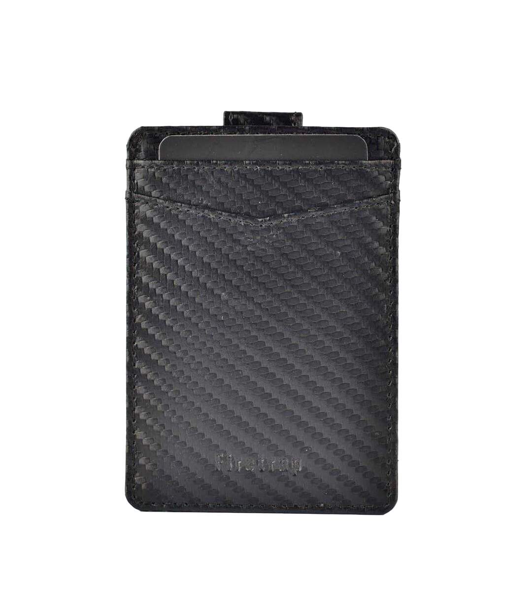 Ribbed Leather Card Holder One Size Black Firetrap-1