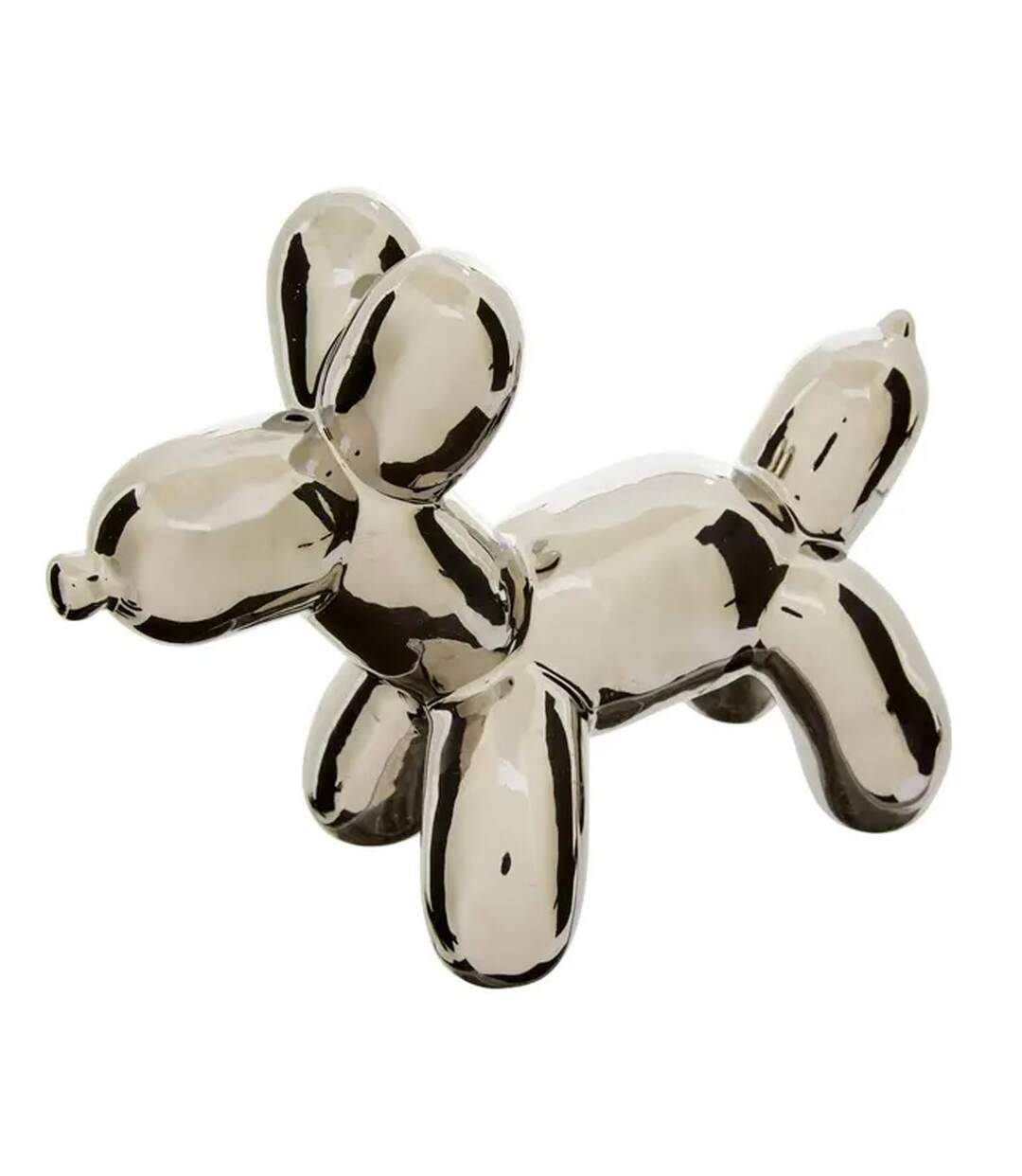 Statuette Déco Chien en Céramique Théo 19cm Argent-1