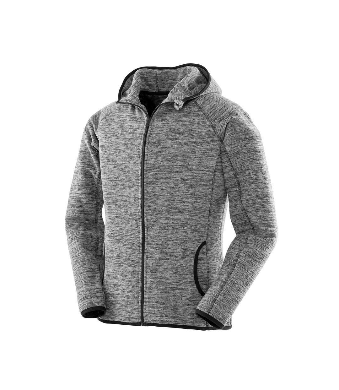 Womens/ladies microfleece hoodie grey/black Spiro