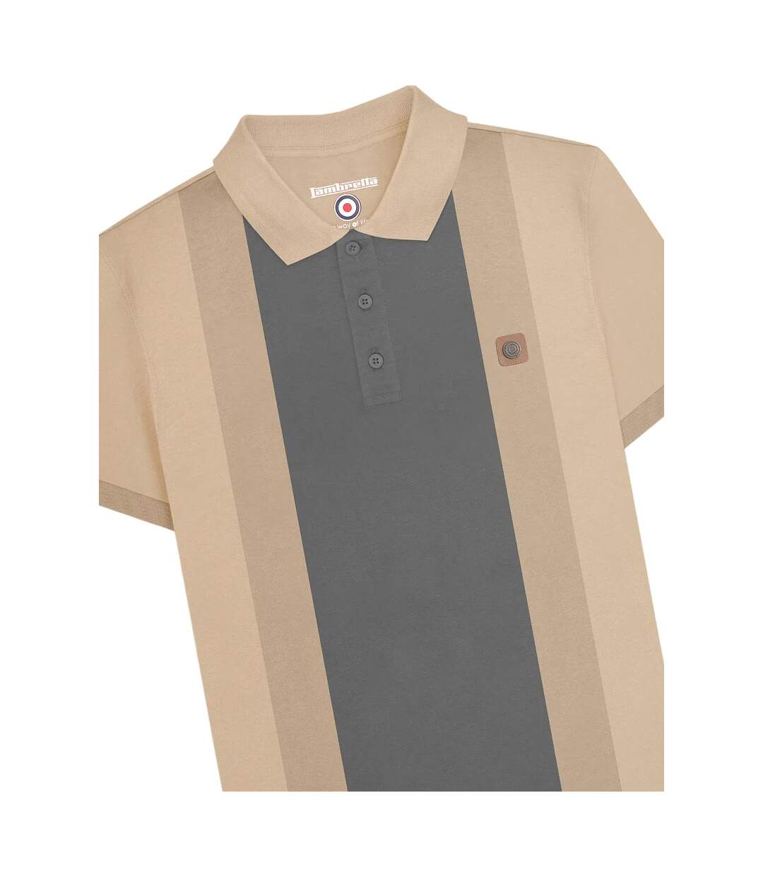 Polo Motif/style Panneau Contrasté Homme Beige Gris Lambretta-4