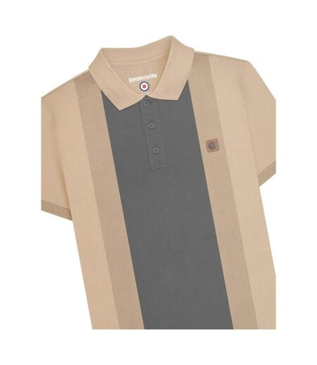 Polo Motif/style Panneau Contrasté Homme Beige Gris Lambretta