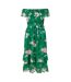 Robe Mi-longue Motif/style Floral Femme Vert Yumi-1