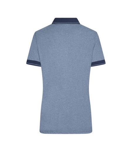 Polo Femme Bleu Chiné Bleu Marine James And Nicholson