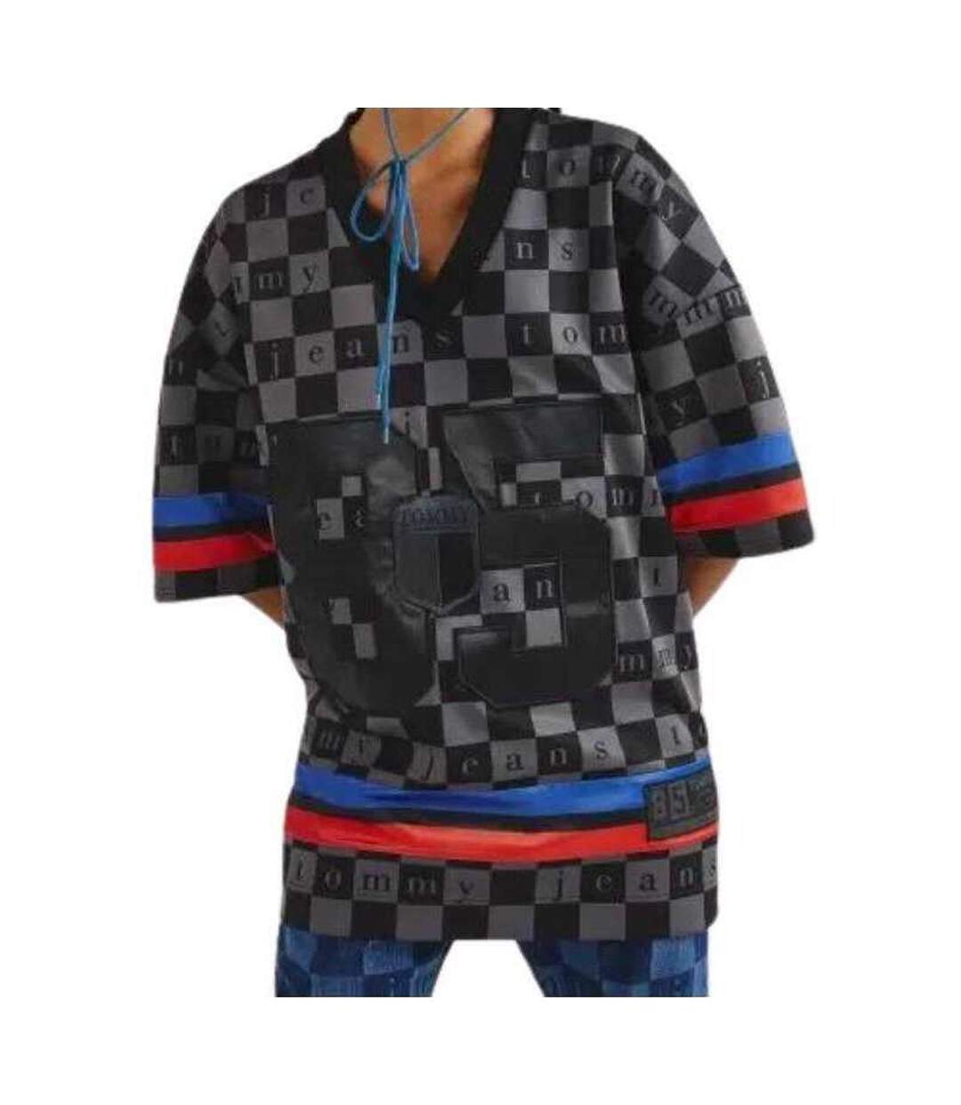 Sweat Demi-manches Motif/style Damier Homme Noir Tommy Jeans-1
