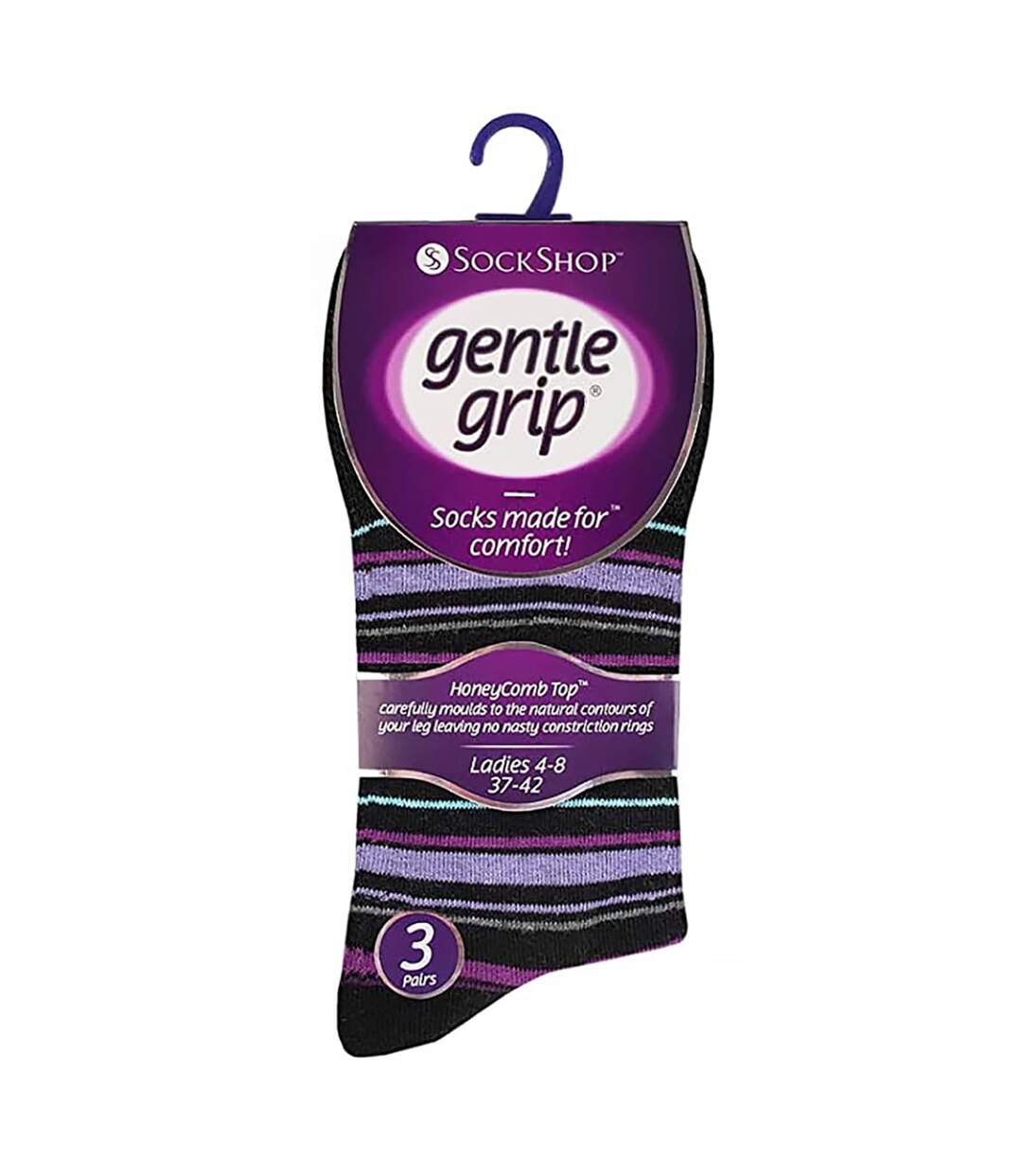 3 Pairs Ladies Cotton Rich Everyday Socks Gentle Grip Soft Top Comfort Socks-2
