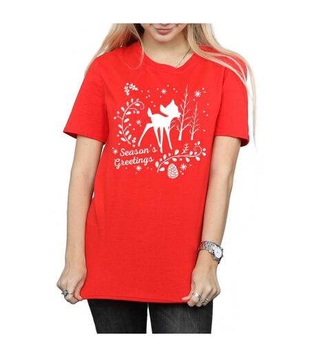 Disney - T-shirt BAMBI CHRISTMAS GREETINGS - Femme (Rouge) - UTBI16746