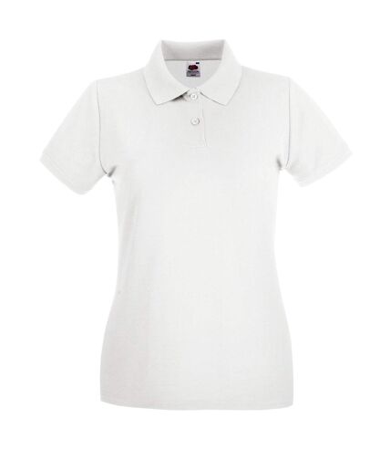 Womens/ladies premium polo shirt white Fruit of the Loom