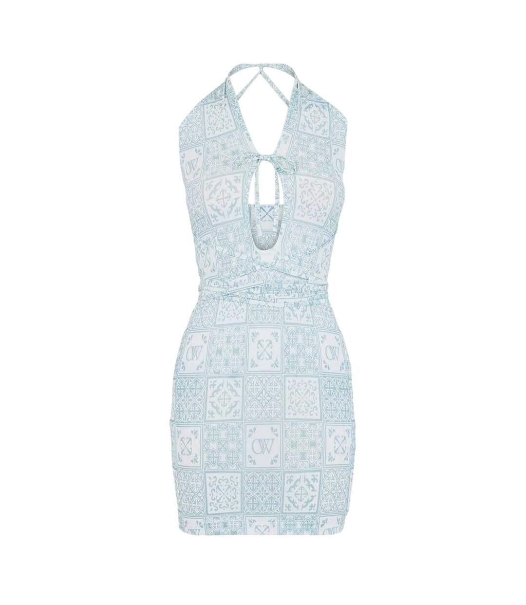 Womens/ladies Bandana Print Mini Dress Blue White Off White-1
