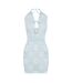 Womens/ladies Bandana Print Mini Dress Blue White Off White-1