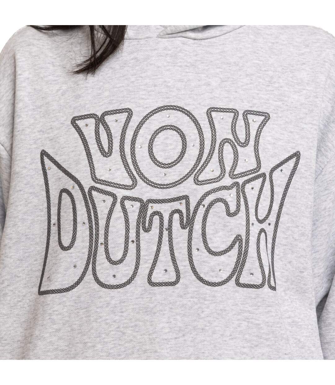Sweat à capuche femme relax fit avec imprimé Puff et Strass Chain Vondutch-2